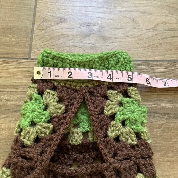 Dog Sweater XS Green Brown Crochet Handmade Granny Chihuahua, Yorkie, Teacup - Picture 5 of 10